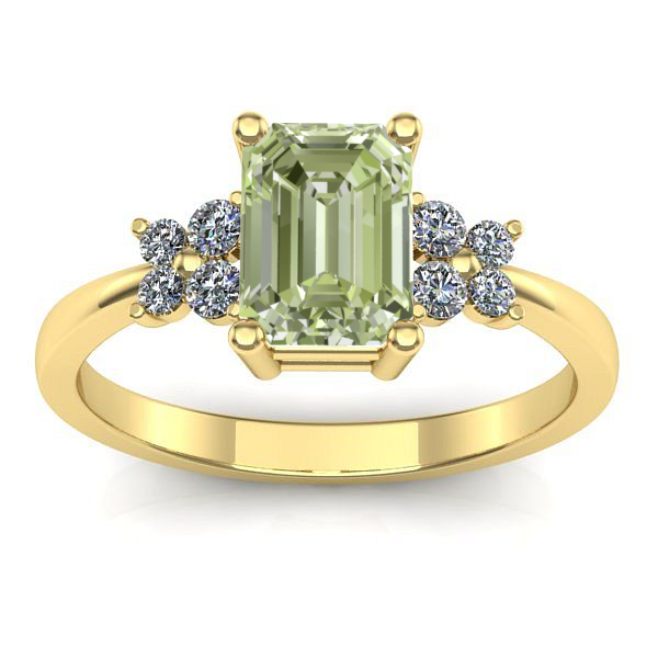 Inel logodna cu diamant de laborator verde dreptunghiular