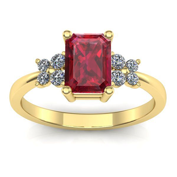 Inel cu rubin dreptunghiular