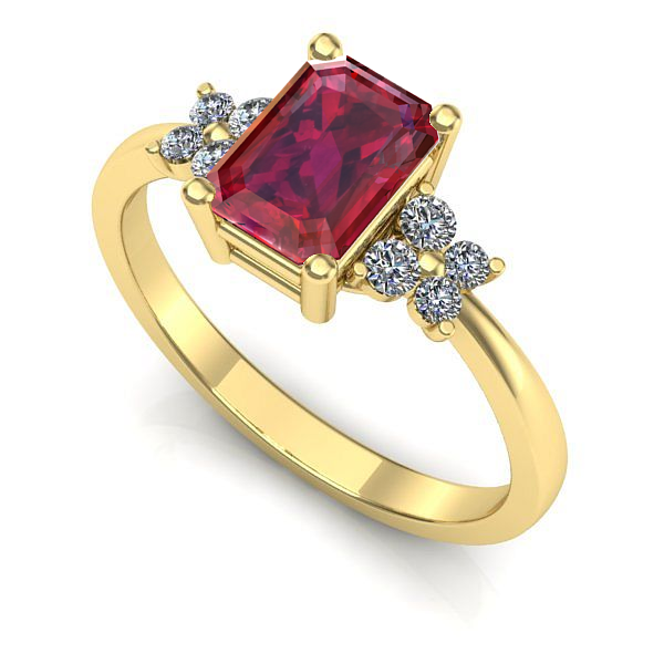 Inel logodna din aur galben cu rubin