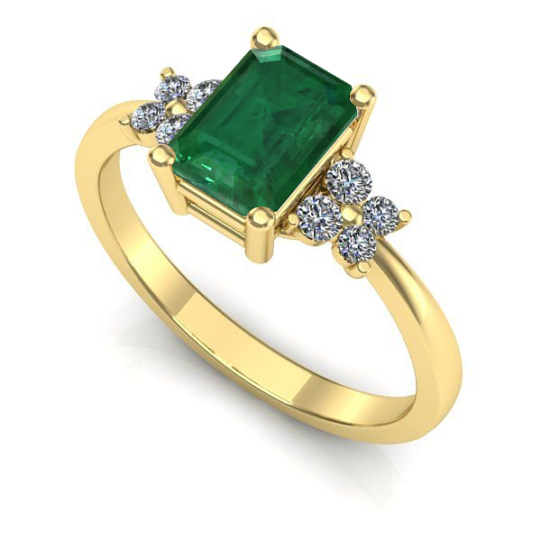 Inel logodna din aur galben cu smarald