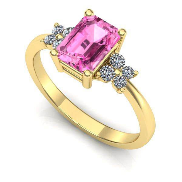 Inel de logodna din aur galben cu safir roz