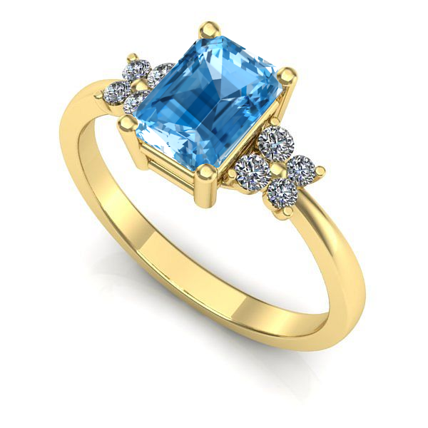 Inel de logodna din aur galben cu topaz blue