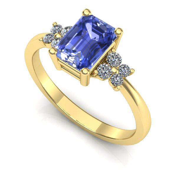 Inel de logodna din aur galben cu tanzanit
