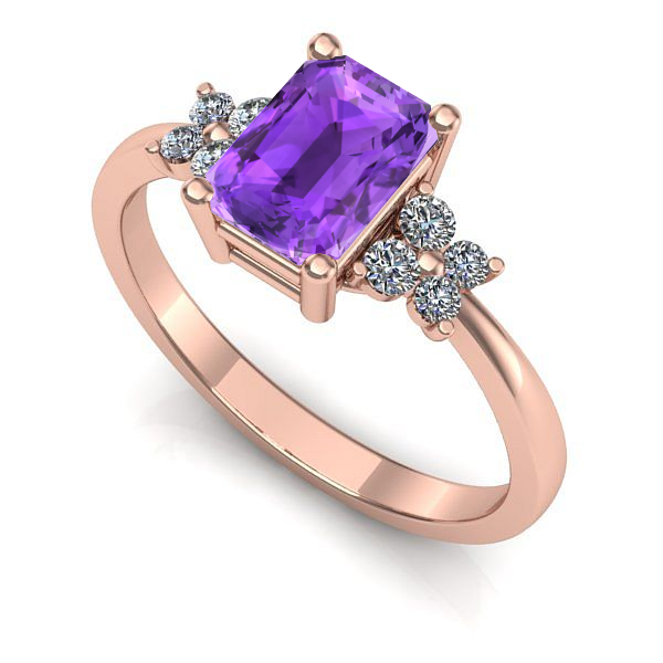 Inel de logodna din aur roz cu ametist