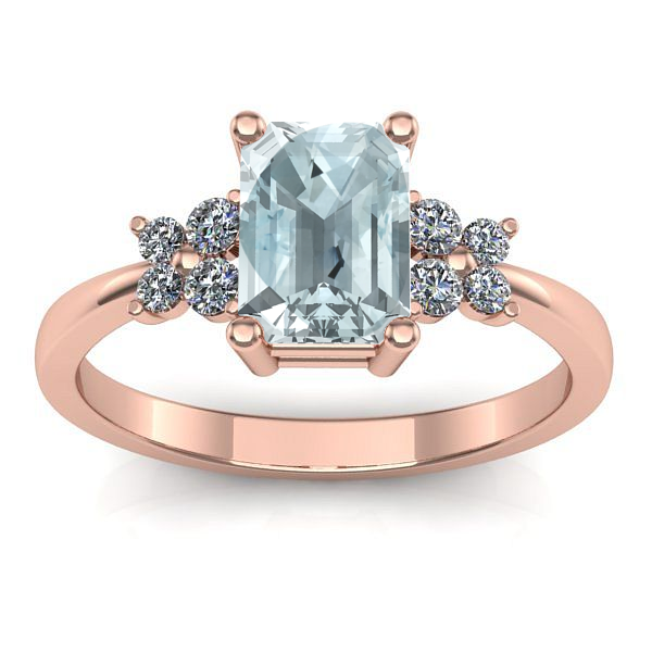 Inel logodna cu aquamarin dreptunghiular