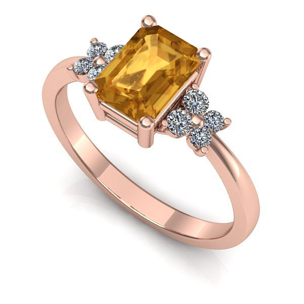 Inel logodna din aur roz cu citrin