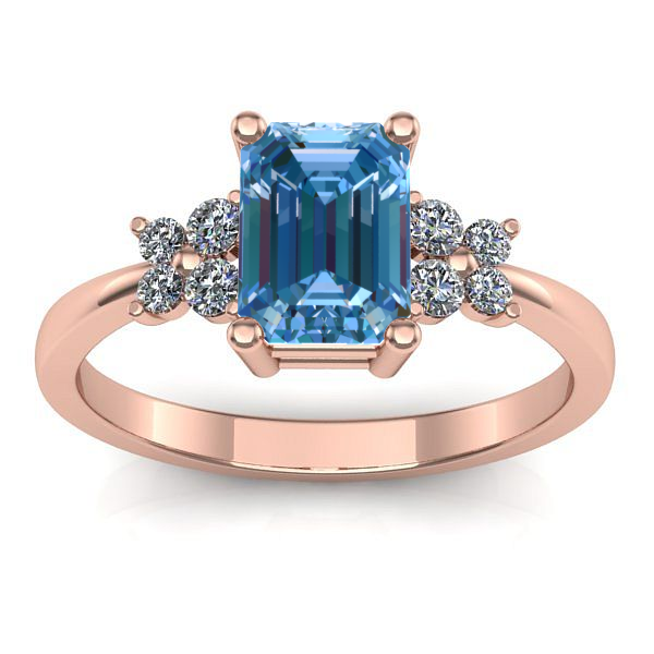 Inel de logodna cu diamant de laborator albastru dreptunghiular