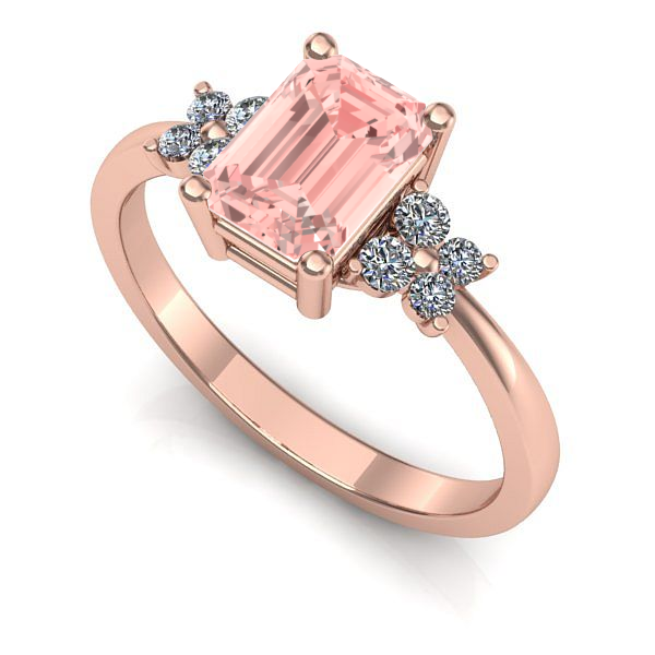 Inel din aur roz cu diamant de laborator roz