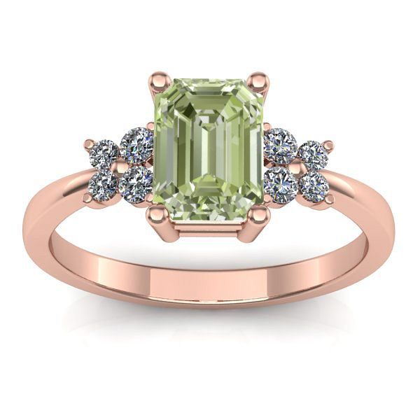 Inel logodna cu diamant de laborator verde dreptunghiular