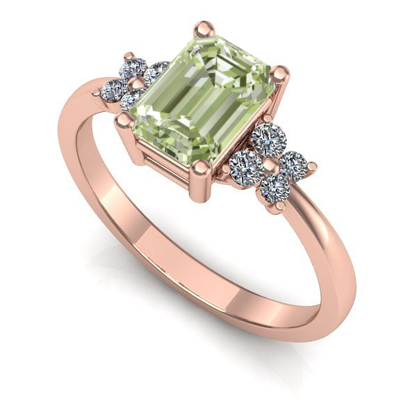 Inel din aur roz cu diamant de laborator verde