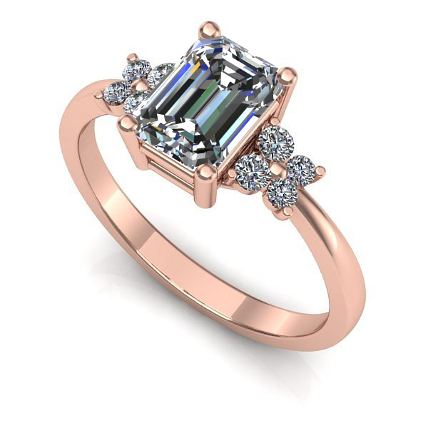 Inel de logodna din aur roz cu safir alb