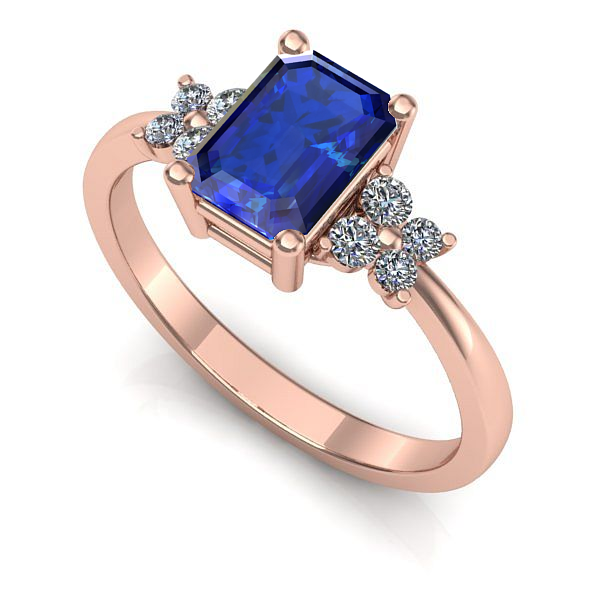 Inel de logodna din aur roz cu safir