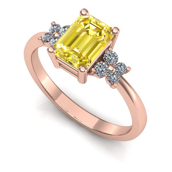 Inel logodna din aur roz cu safir galben