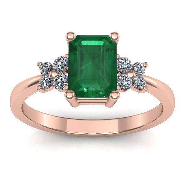 Inel logodna cu smarald dreptunghiular