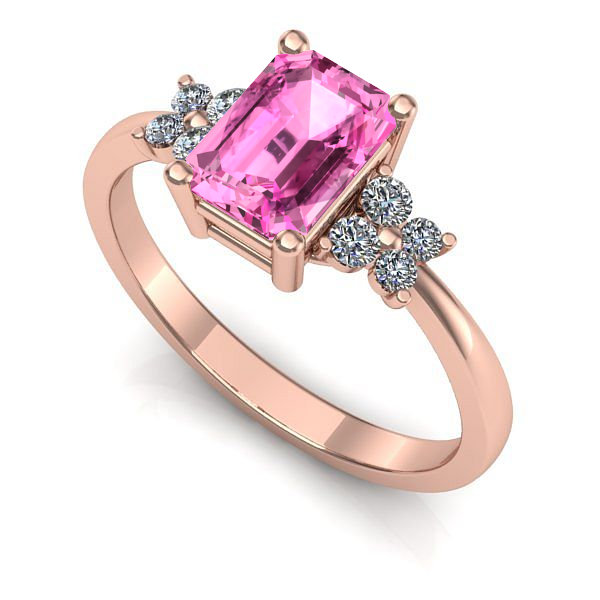 Inel de logodna din aur roz cu safir roz