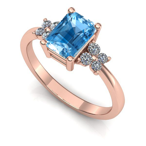 Inel logodna din aur roz cu topaz blue