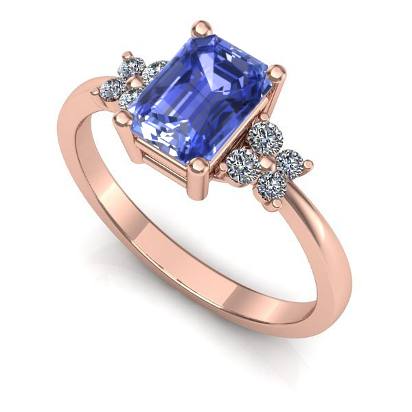 Inel din aur roz cu tanzanit