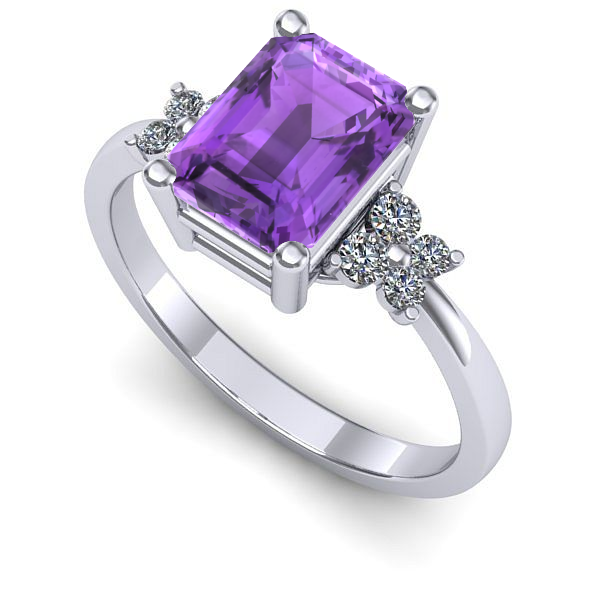 Inel de logodna din aur alb cu ametist