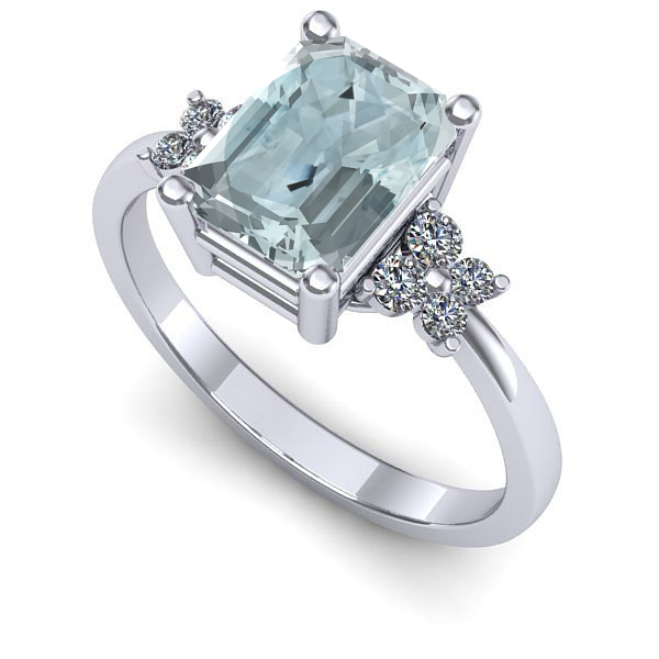 Inel de logodna din aur alb cu aquamarin