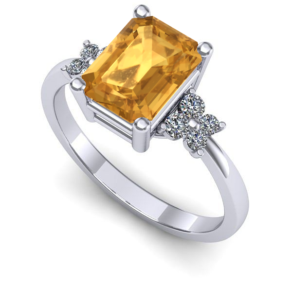 Inel de logodna din aur alb cu citrin