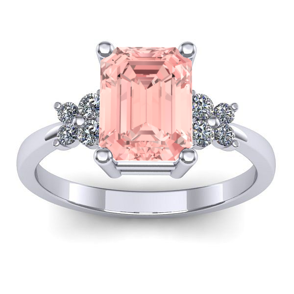 Inel cu diamant de laborator roz dreptunghiular