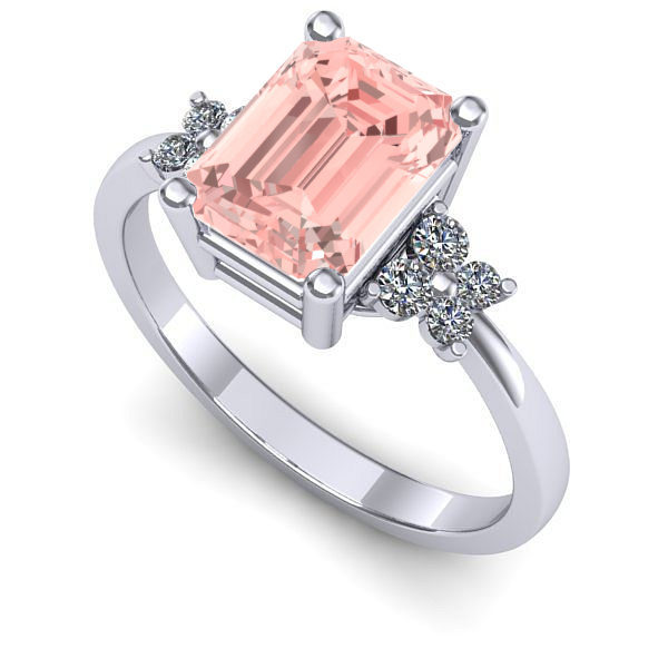 Inel de logodna din aur alb cu diamant de laborator roz