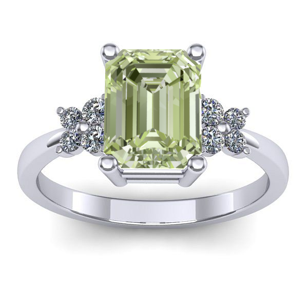 Inel logodna cu diamant de laborator verde dreptunghiular