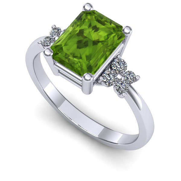 Inel logodna din aur alb cu peridot