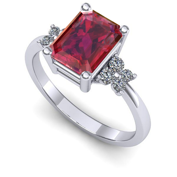 Inel logodna din aur alb cu rubin