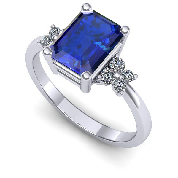 Inel de logodna din aur alb cu safir