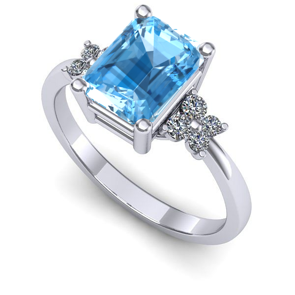 Inel din aur alb cu topaz blue