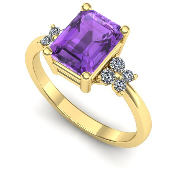 Inel de logodna din aur galben cu ametist
