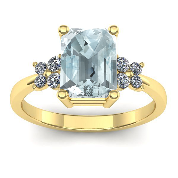 Inel logodna cu aquamarin dreptunghiular