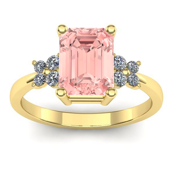 Inel logodna cu diamant de laborator roz dreptunghiular