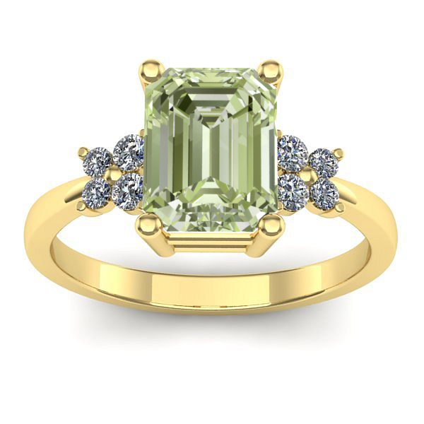 Inel de logodna cu diamant de laborator verde dreptunghiular