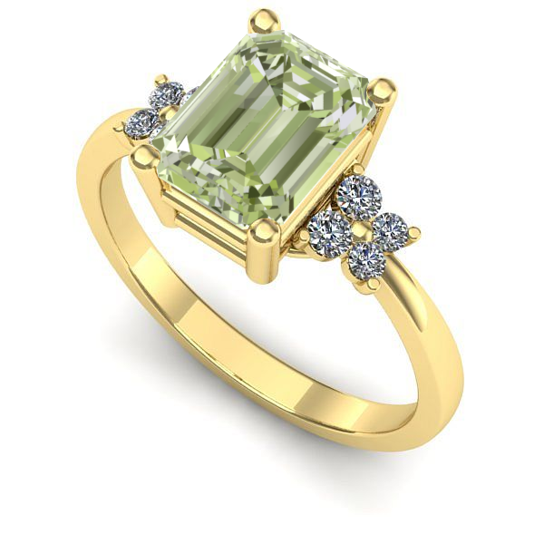 Inel din aur galben cu diamant de laborator verde