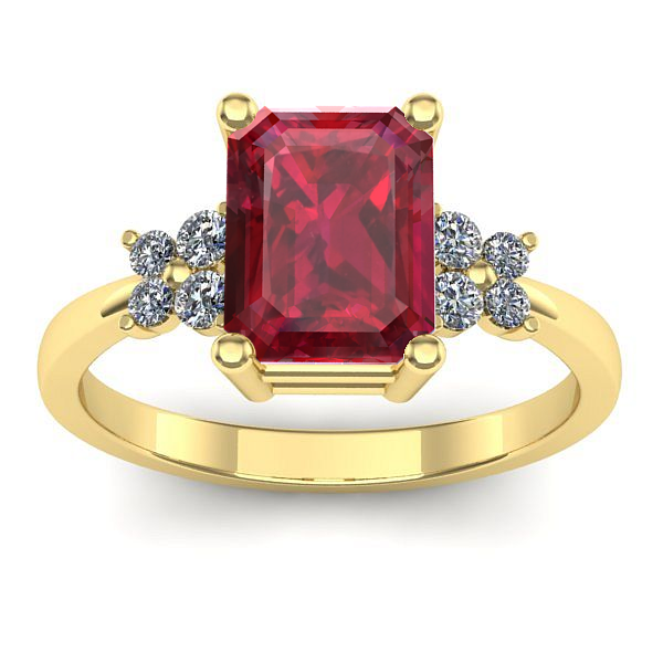 Inel logodna cu rubin dreptunghiular