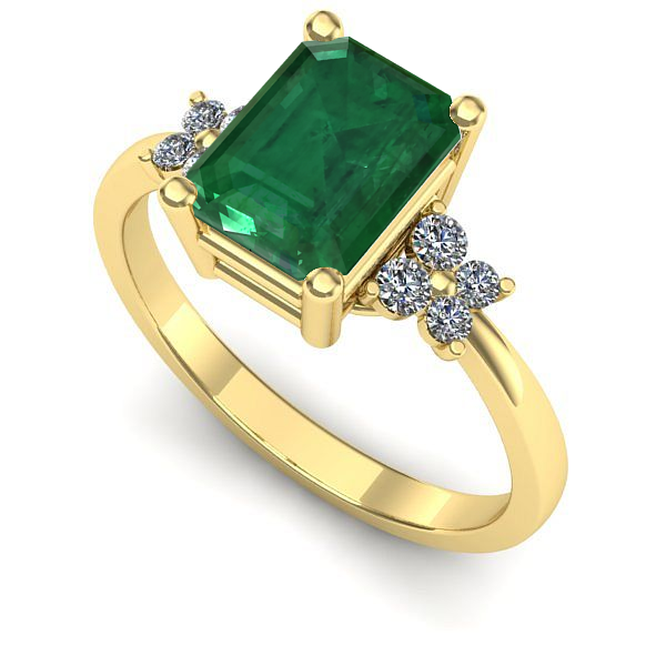 Inel logodna din aur galben cu smarald