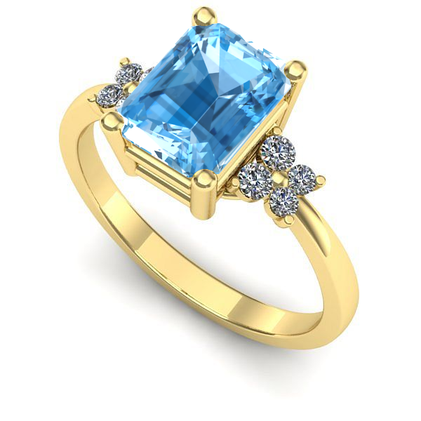 Inel logodna din aur galben cu topaz blue