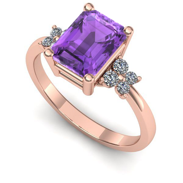 Inel de logodna din aur roz cu ametist