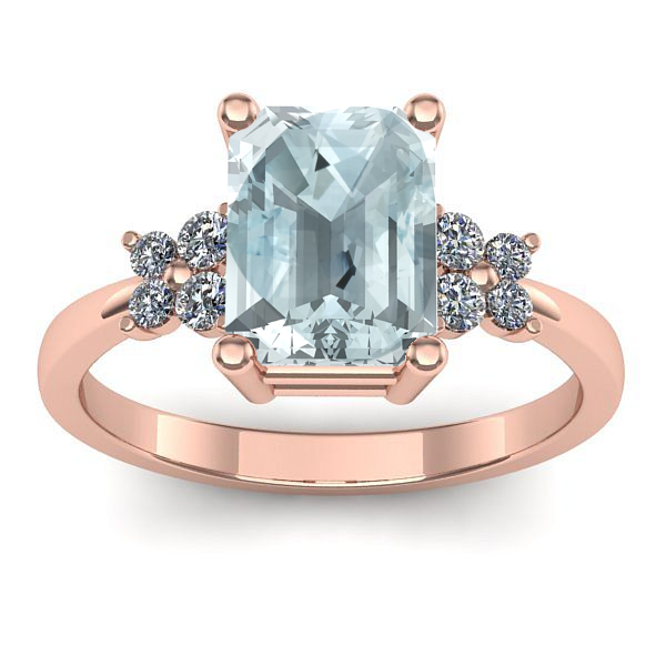 Inel logodna cu aquamarin dreptunghiular