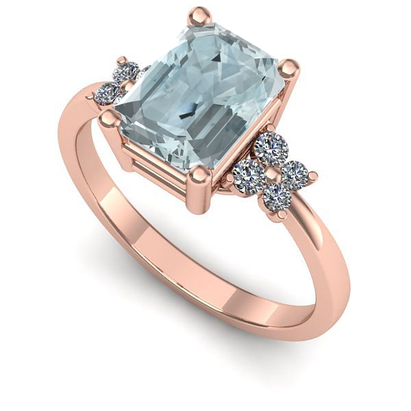 Inel din aur roz cu aquamarin