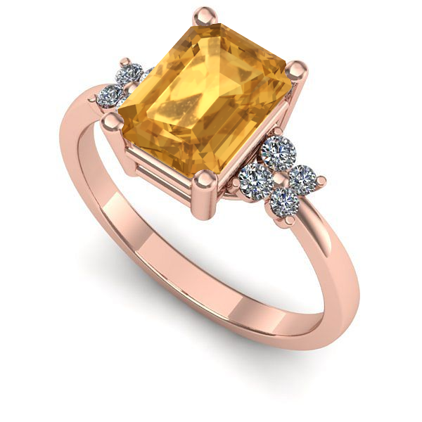 Inel logodna din aur roz cu citrin