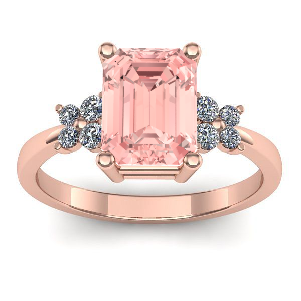 Inel de logodna cu diamant de laborator roz dreptunghiular