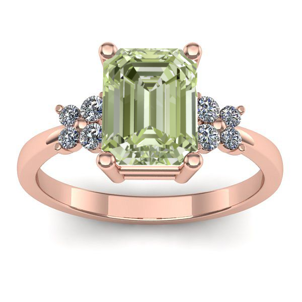 Inel cu diamant de laborator verde dreptunghiular