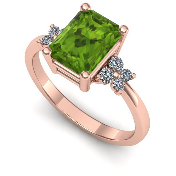 Inel de logodna din aur roz cu peridot