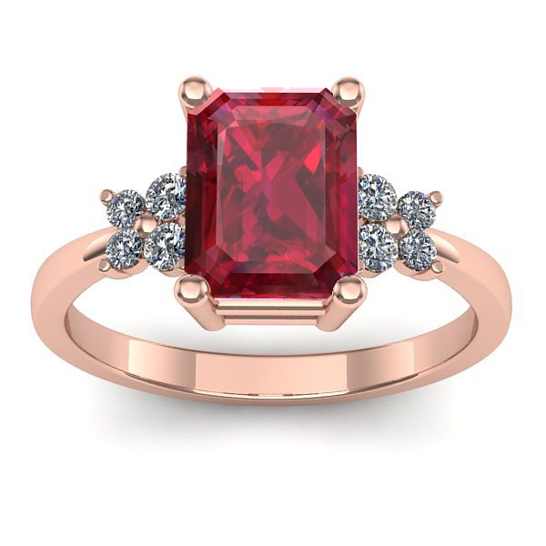 Inel cu rubin dreptunghiular