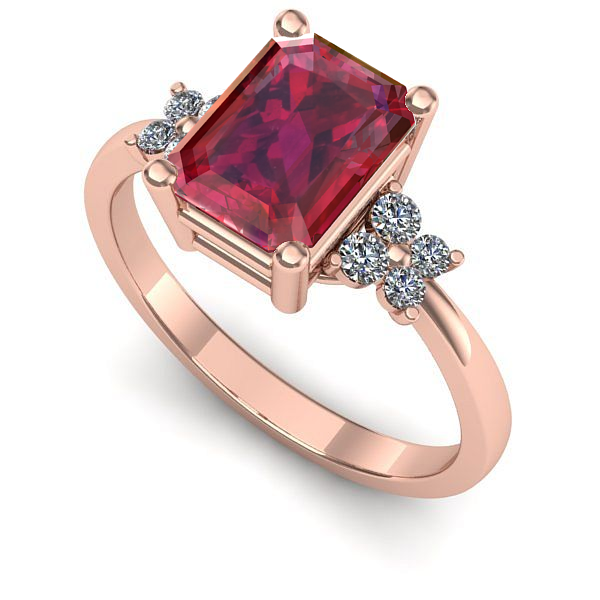 Inel de logodna din aur roz cu rubin