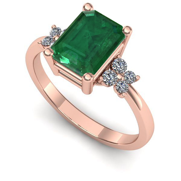 Inel logodna din aur roz cu smarald
