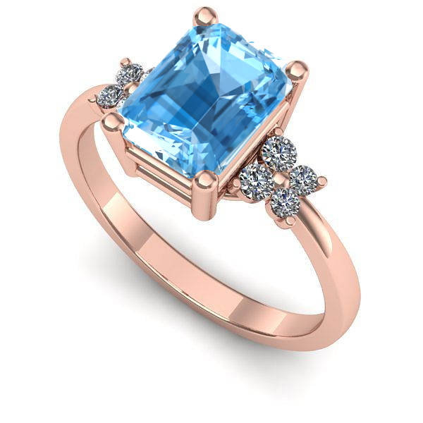 Inel logodna din aur roz cu topaz blue